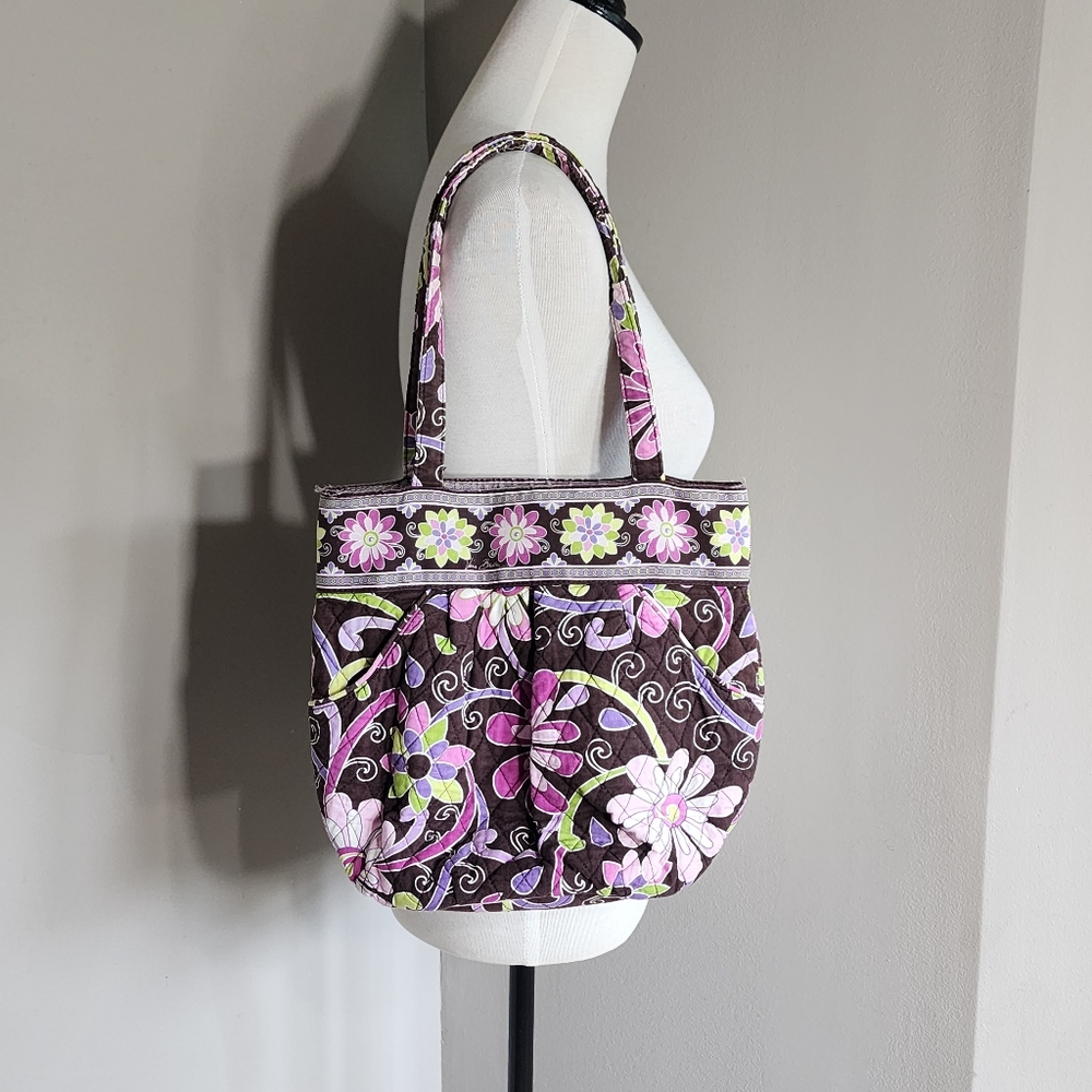 Vera Bradley Morgan Purple Punch quilted shoulder bag tote bag purse EUC